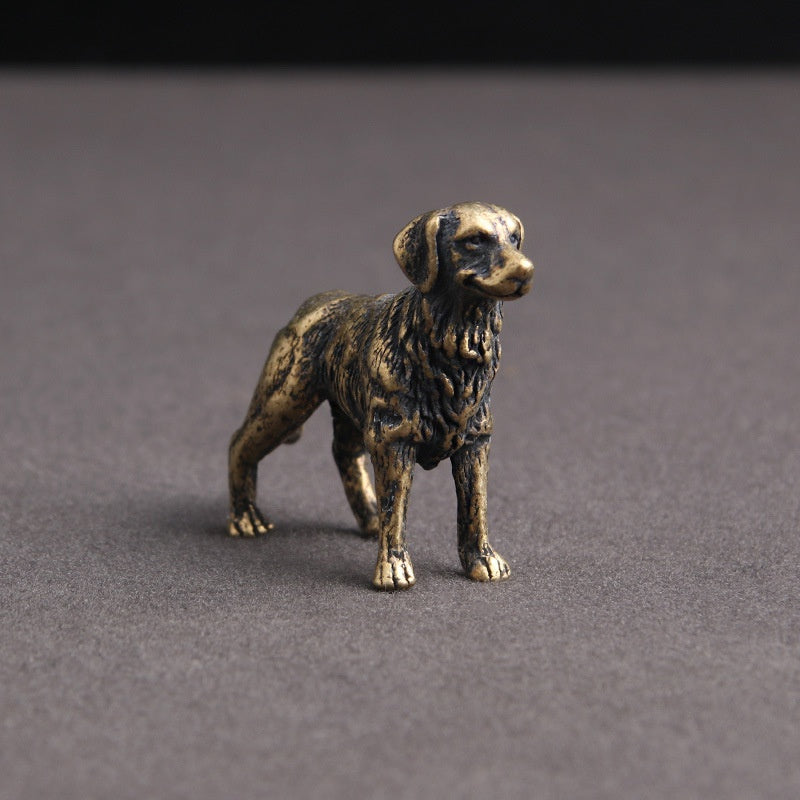 Mini Brass Copper Metal Dog Figurine – Desk Buddy Ornament Collectible