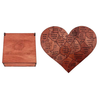 20 Reasons Why I Love You Puzzle Gift – Engraved Romantic Couples Friendship Keepsake for Him or Her