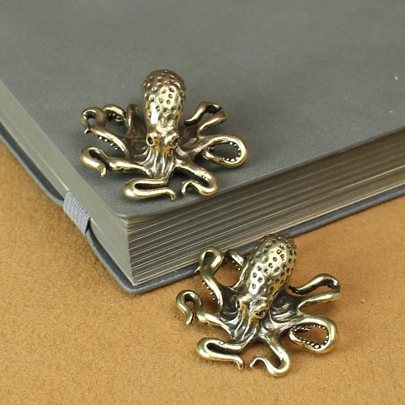 Mini Brass Copper Metal Octopus Figurine – Desk Buddy Ornament Collectible