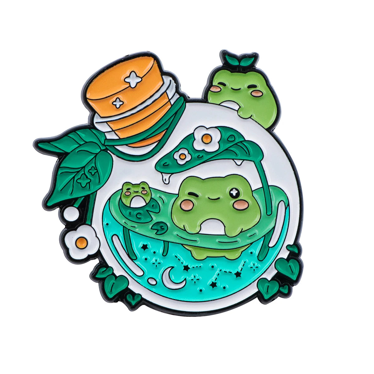 Frog In Glass Bottle Cute Enamel Brooch Lapel Pin Badge Novelty Gift