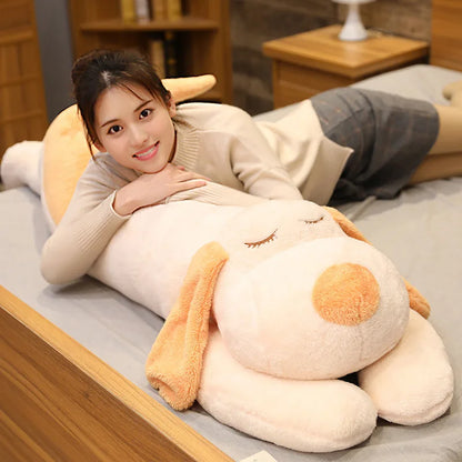 90-150cm Giant Large Dog Plush Toy Long Body Pillow in Brown or White