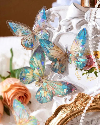 20-Pc Butterfly Film Stickers Pack – Pink, Green, Blue & Multi-Colour 3D Decals Scrapbook