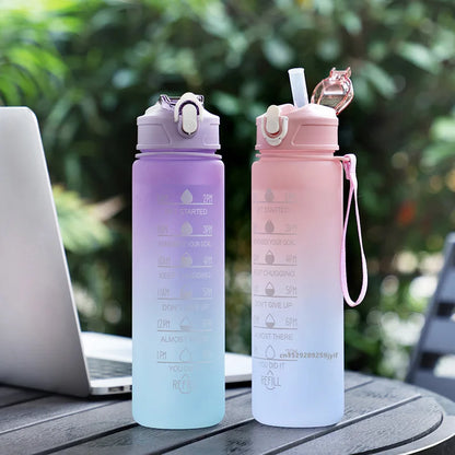 750ml Motivational Sports Water Bottle with Printed Time Marker – Leakproof & Portable