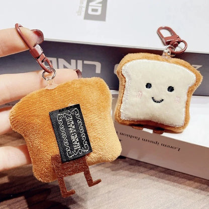 Cute Toast Bread Plush Keychain – Cartoon Food Pendant for Bags & Keys