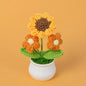 Crochet Knitted Artificial Flower Plant in Pot - Hand Woven Potted Desk Desktop Home Decor Gift Ornament