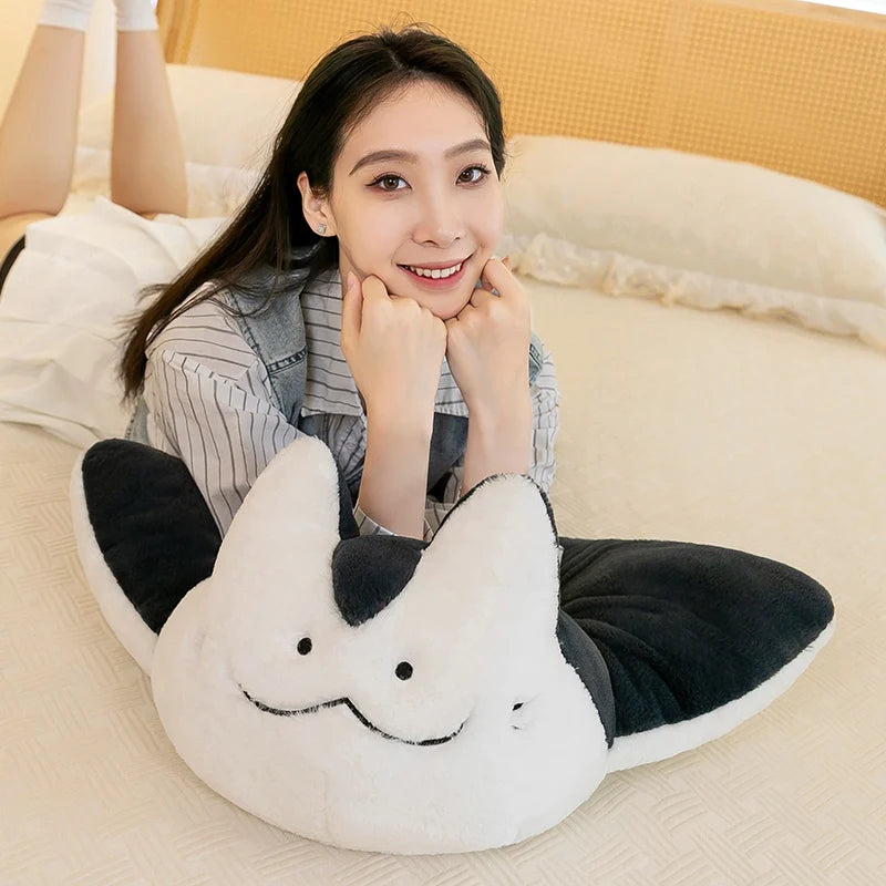 Cute 75cm/90cm Manta Ray Fish Cat Plush Toy – Soft Toy Stuffed Animal Cushion Pillow Kawaii
