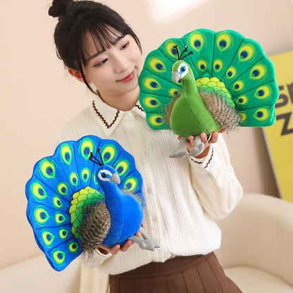 23cm Realistic Peacock Plush Soft Toy – Beautiful Green or Blue Design