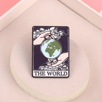 The World Tarot Card Style Enamel Pin Badge Lapel Brooch