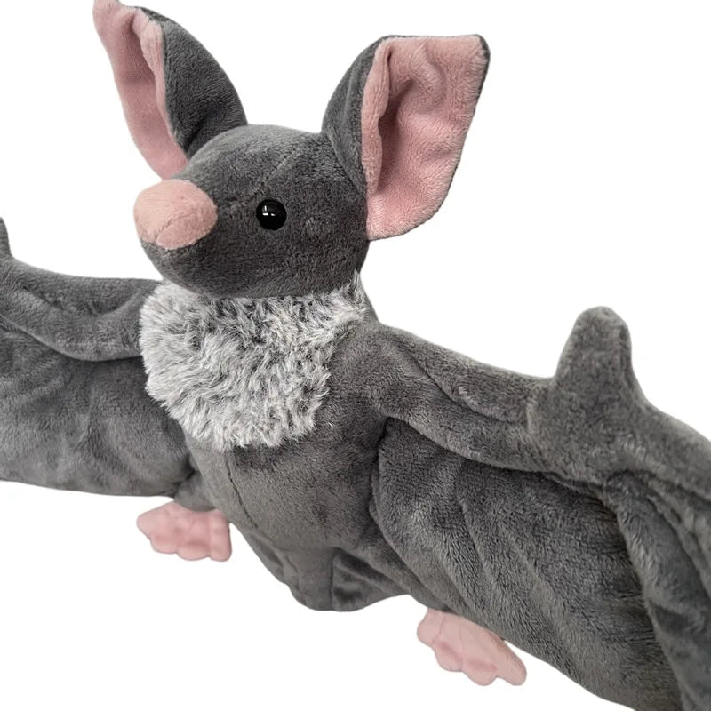 25cm Cute Grey Bat Plush Soft Toy with Posable Wings