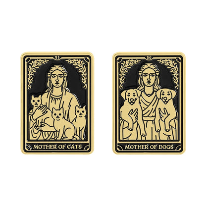 Mother of Dogs Mother of Cats Tarot Card Style Enamel Pin Badge Cat Dog Lovers Mom