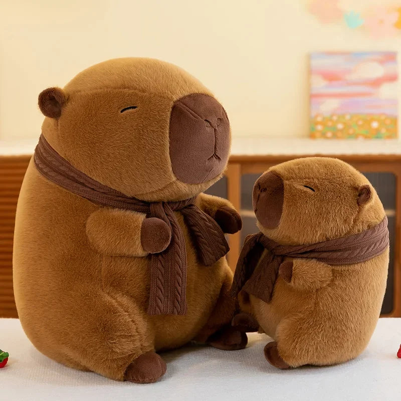 23/35CM Cute Capybara Plush Toy with Scarf -  Autumn Winter Seasonal
