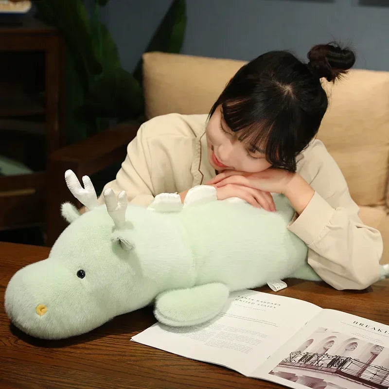 70-140cm Giant Dragon Plush Soft Toy – White or Green Fantasy Dinosaur