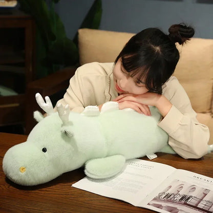 70-140cm Giant Dragon Plush Soft Toy – White or Green Fantasy Dinosaur