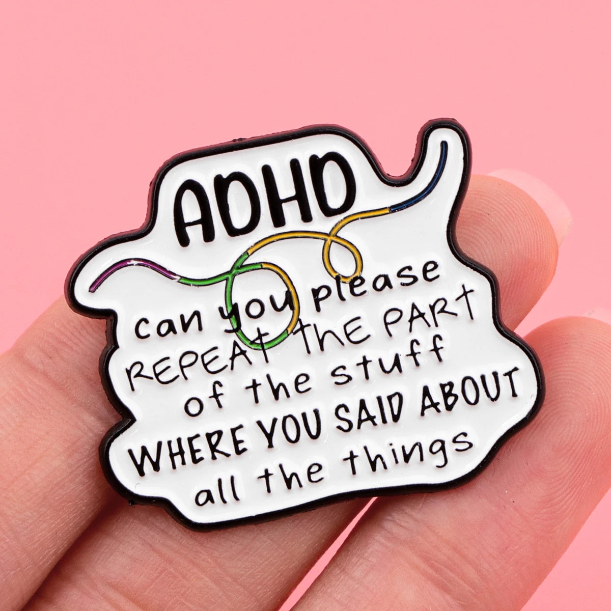 Funny ADHD Enamel Pin Badge Hyperfocus Switch Please Repeat Neurodivergent