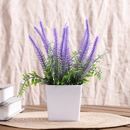 Artificial Lavender Potted Plant – Realistic Faux Flower for Home & Office Décor