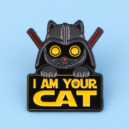 I Am Your Cat Funny Black Cat Cosplay Enamel Brooch Lapel Pin Badge Novelty Gift