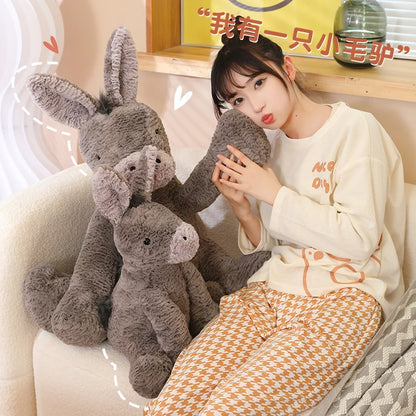23/40/60CM Large Grey Sitting Donkey Plush Soft Toy
