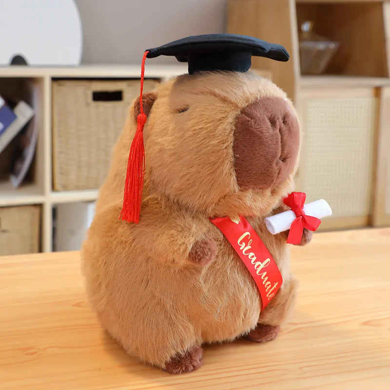 25CM Cute Cartoon Graduate Capybara Plush Soft Toy Graduation Gift
