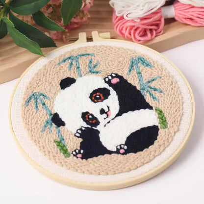 20cm Panda Design Punch Needle DIY Kit Set – Beginner Animal Craft Set