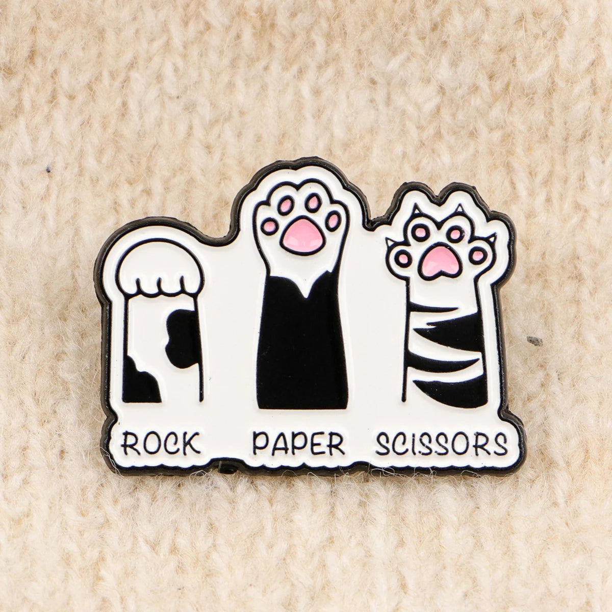 Rock Paper Scissors Funny Cute Cat Paw Enamel Brooch Lapel Pin Badge Novelty Gift