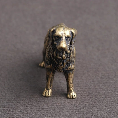 Mini Brass Copper Metal Dog Figurine – Desk Buddy Ornament Collectible