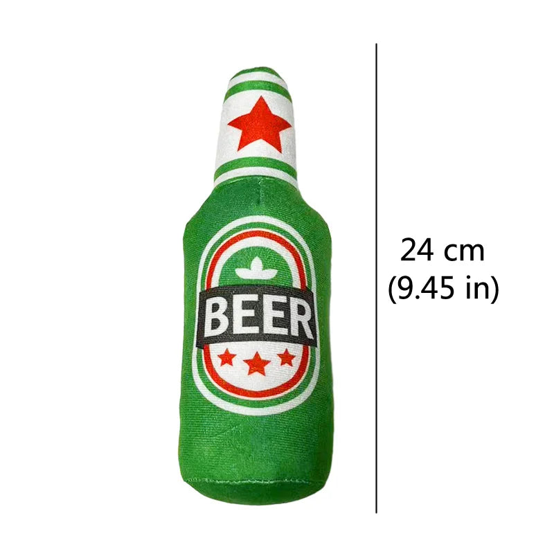Funny Squeaky Dog Toy Beer Wine Alcohol Bottle Shaped Pet Dog Plush Toy Gift Comedy Novelty Fun Silly
