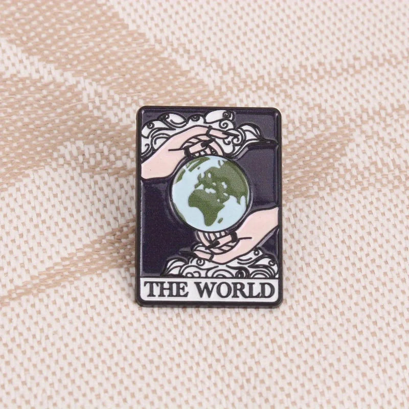 The World Tarot Card Style Enamel Pin Badge Lapel Brooch