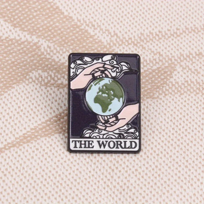The World Tarot Card Style Enamel Pin Badge Lapel Brooch