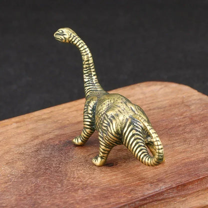 Mini Brass Copper Metal Dinosaur Figurine – Desk Buddy Ornament Collectible