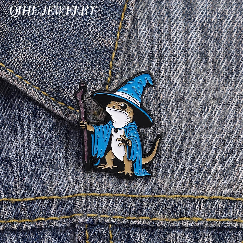 Wizard Lizard Enamel Pin Badge Cute Fantasy Funny Witch Hat
