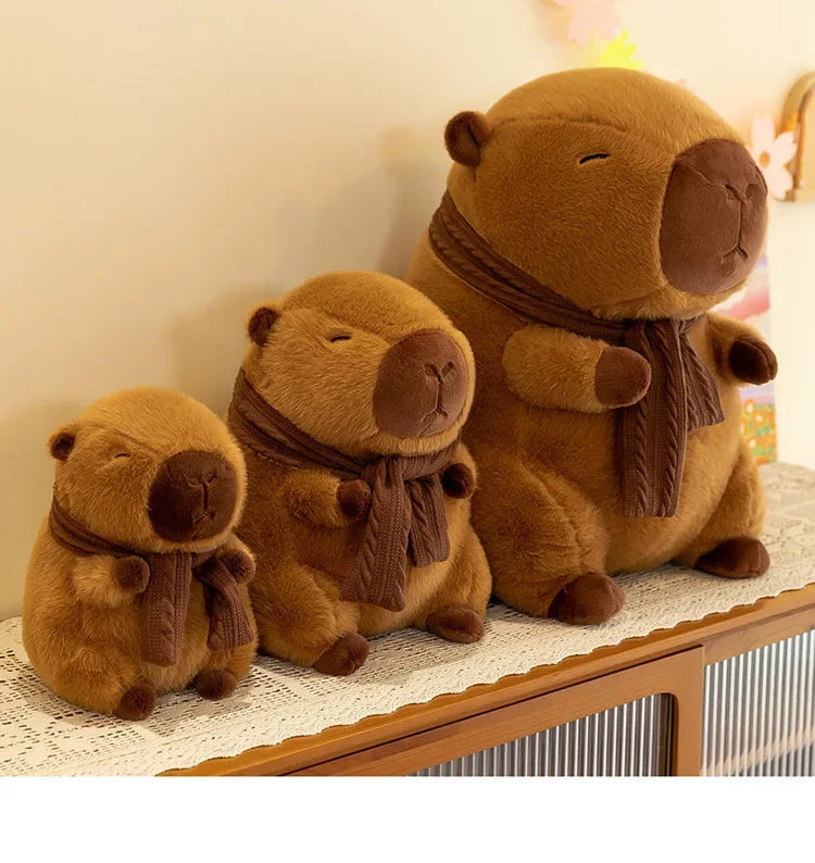23/35CM Cute Capybara Plush Toy with Scarf -  Autumn Winter Seasonal