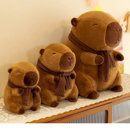 23/35CM Cute Capybara Plush Toy with Scarf -  Autumn Winter Seasonal