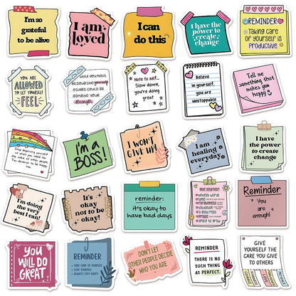 50Pc Self-Affirmation Quote Stickers – Motivational Waterproof Vinyl Pack