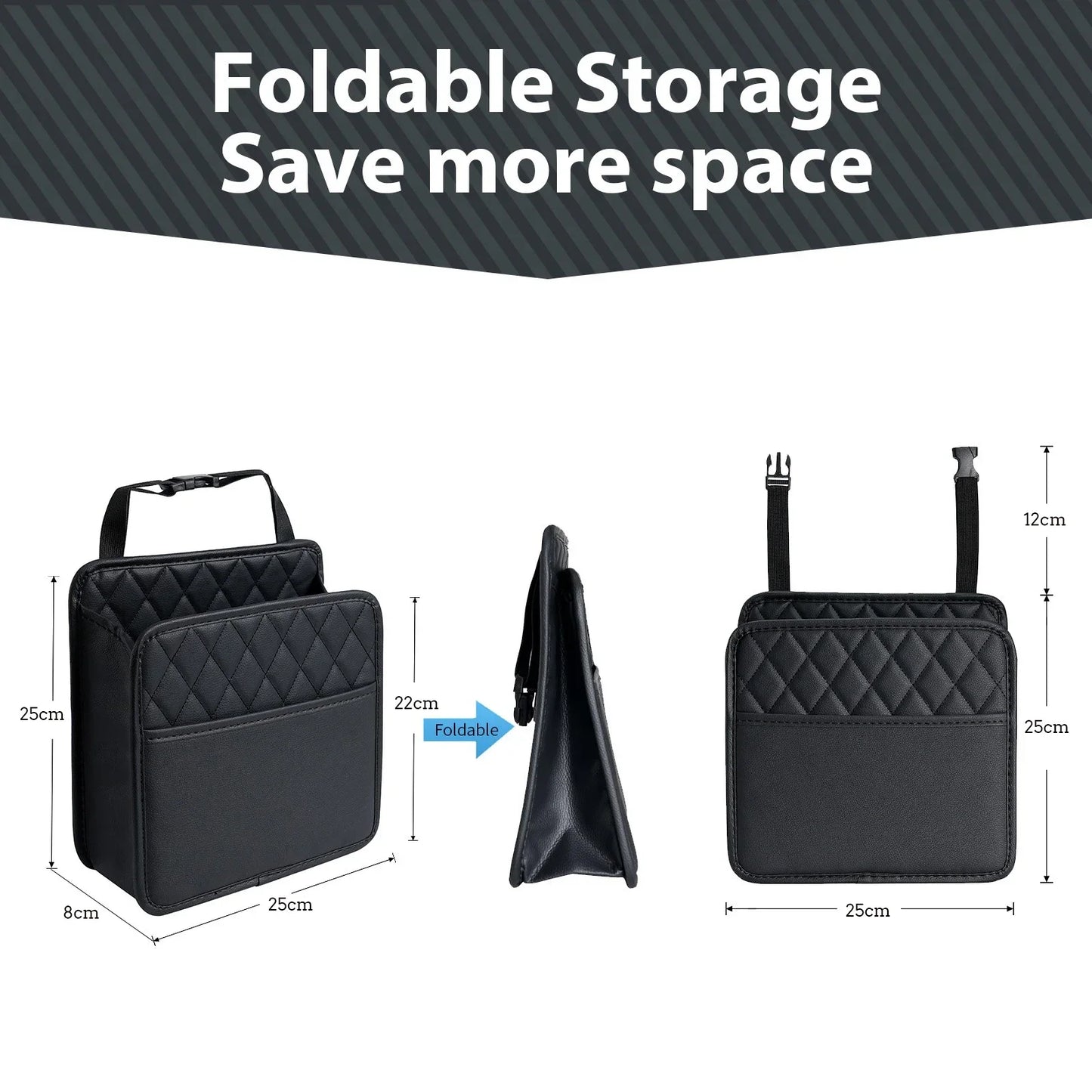 Multi-Functional Car Storage Bag Bin Unit PU Leather - Suitable For Most Vehicles