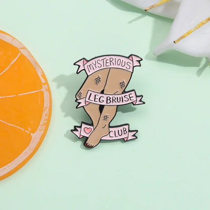 Mysterious Leg Bruise Club Funny Enamel Pin Badge Brooch Lapel Backpack ADHD