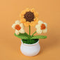 Crochet Knitted Artificial Flower Plant in Pot - Hand Woven Potted Desk Desktop Home Decor Gift Ornament