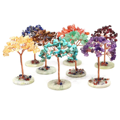 Crystal Money Tree Natural Crystal Healing Stone Reiki Quartz Gemstones Copper Wire Plant Gift