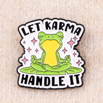 Karma Meditating Frog Funny Enamel Brooch Lapel Pin Badge Gift Mental Health