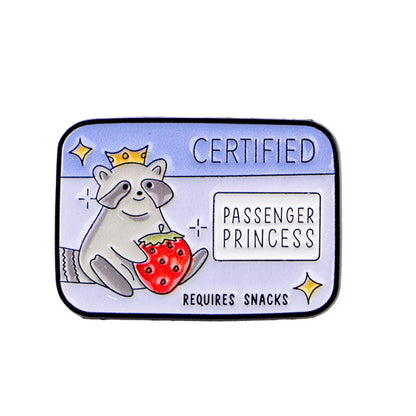 Certified Passenger Princess Enamel Pin Badge Funny Cute Raccoon Brooch Lapel Clothing Accessories Animal