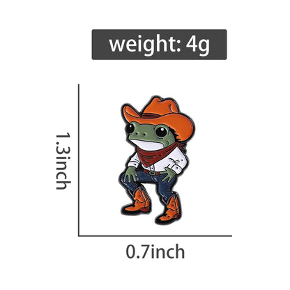 Cartoon Cowboy Frog Enamel Pin Badge Funny Cowboy Hat Boots Brooch Clothes Lapel Animal