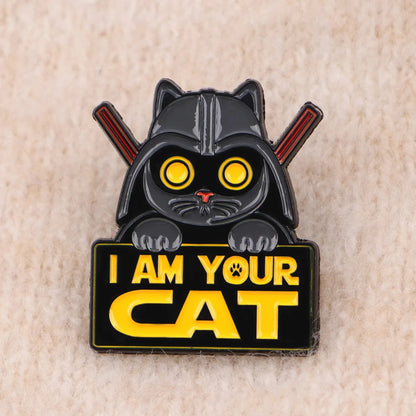 I Am Your Cat Funny Black Cat Cosplay Enamel Brooch Lapel Pin Badge Novelty Gift