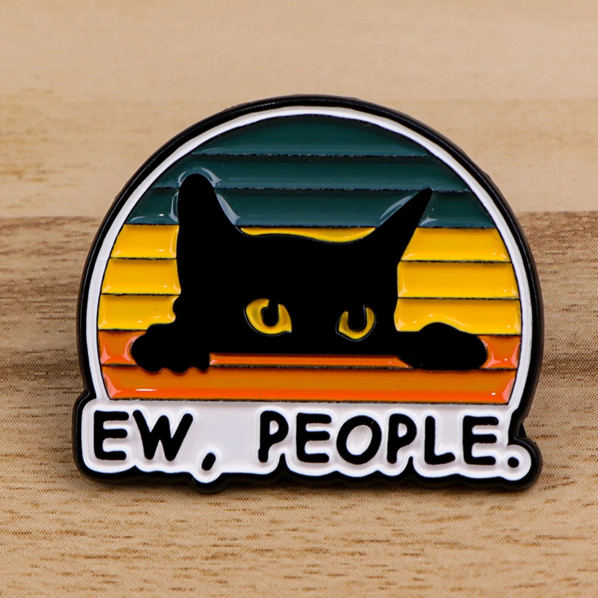 Ew People Funny Sarcastic Black Cat Enamel Brooch Lapel Pin Badge Novelty Gift