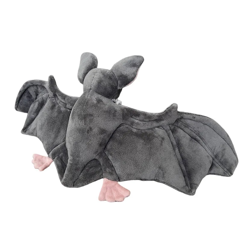 25cm Cute Grey Bat Plush Soft Toy with Posable Wings