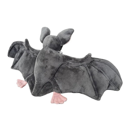 25cm Cute Grey Bat Plush Soft Toy with Posable Wings