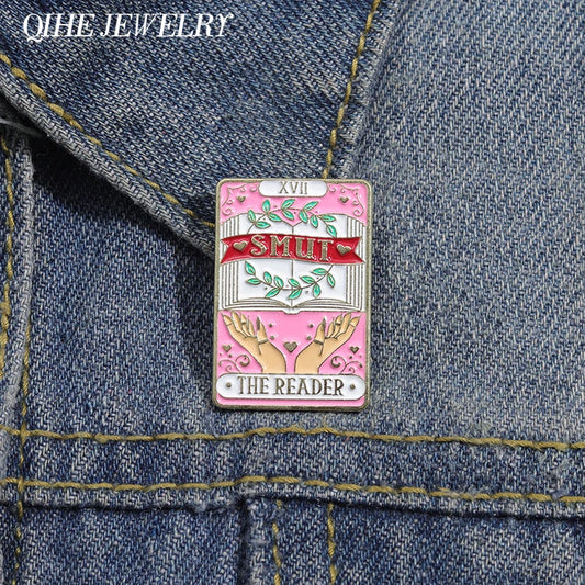 SMUT THE READER Tarot Card Brooch Enamel Pin Badge Book Lover Lapel Backpack Gift