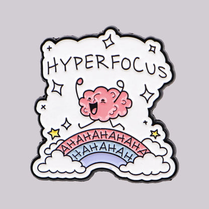 Hyperfocus ADHD Brain Funny Enamel Brooch Lapel Pin Badge Gift Neurodivergent