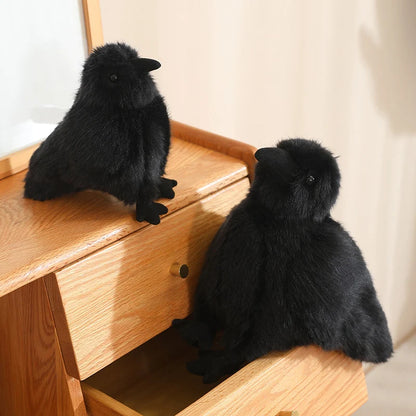 Realistic Crow Raven Plush – 15cm or 20cm Black Bird Soft Toy