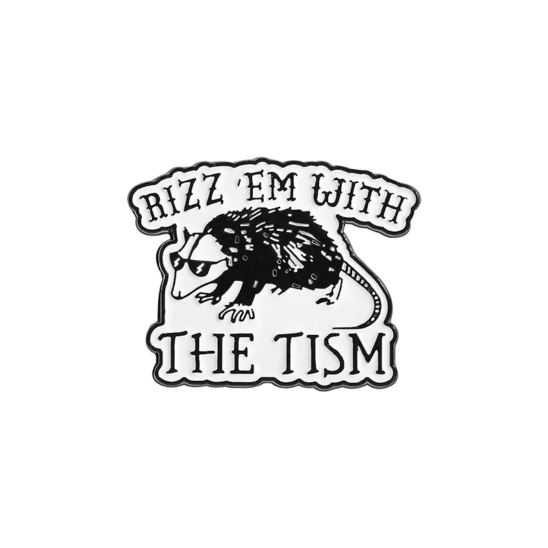 Rizz Em With The Tism Enamel Pin Badge Funny Autism Quote Animal Neurodivergent Autistic Frog Toad