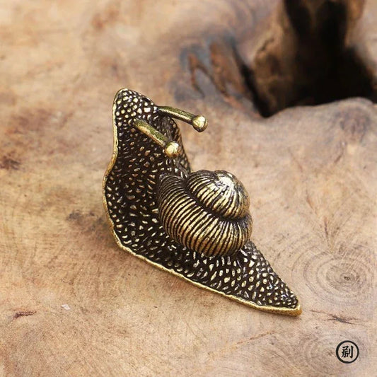 Mini Brass Copper Metal Snail Figurine – Desk Buddy Ornament Collectible