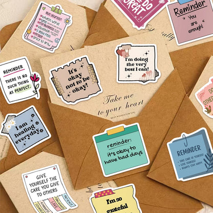 50Pc Self-Affirmation Quote Stickers – Motivational Waterproof Vinyl Pack